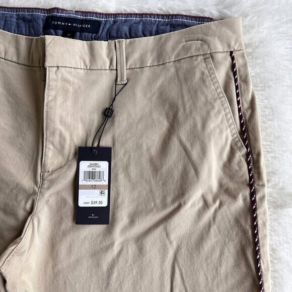 TOMMY HILFIGER Women's Malibu Piping-Trim Shorts Size 12 khaki Cotton/Elastane - Picture 4 of 16